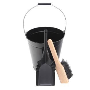 Conjunto cubo + pala + cepillo negro & madera