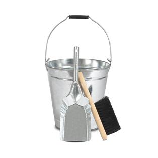 Conjunto cubo + pala + cepillo Acero galvanizado