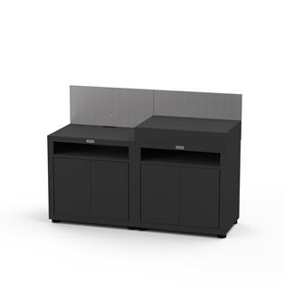 Cocina 2 elementos con panel antisalpicadura - Negro