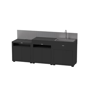 Cocina 3 elementos con panel antisalpicadura - Negro