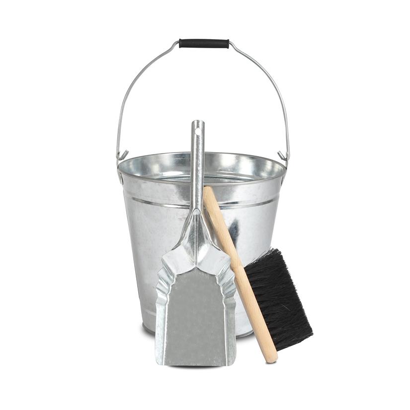 Conjunto cubo + pala + cepillo Acero galvanizado