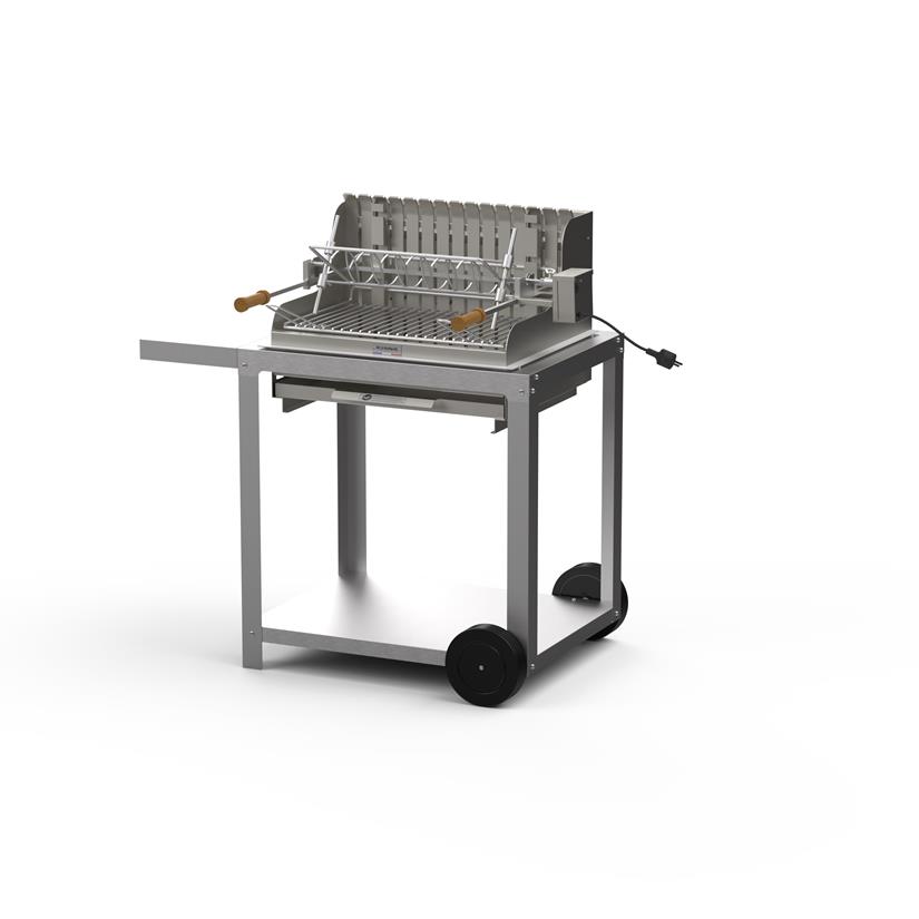 Barbacoa Mendy de acero inoxidable 54x32 con carrito