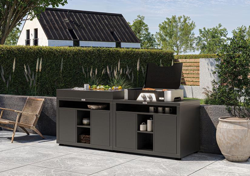 Mueble cocción con estante, 110 x 70 cm - Negro