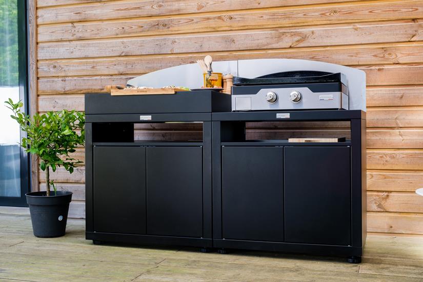 2-Element Signature Outdoor Kitchen with Backsplashes - Black