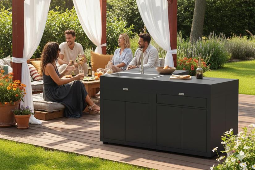 Cocina con isla 4 elementos - Negro