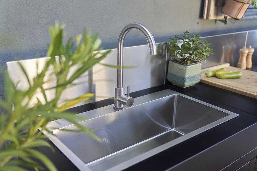 Cocina de esquina 5 elementos con panel antisalpicadura - Negro