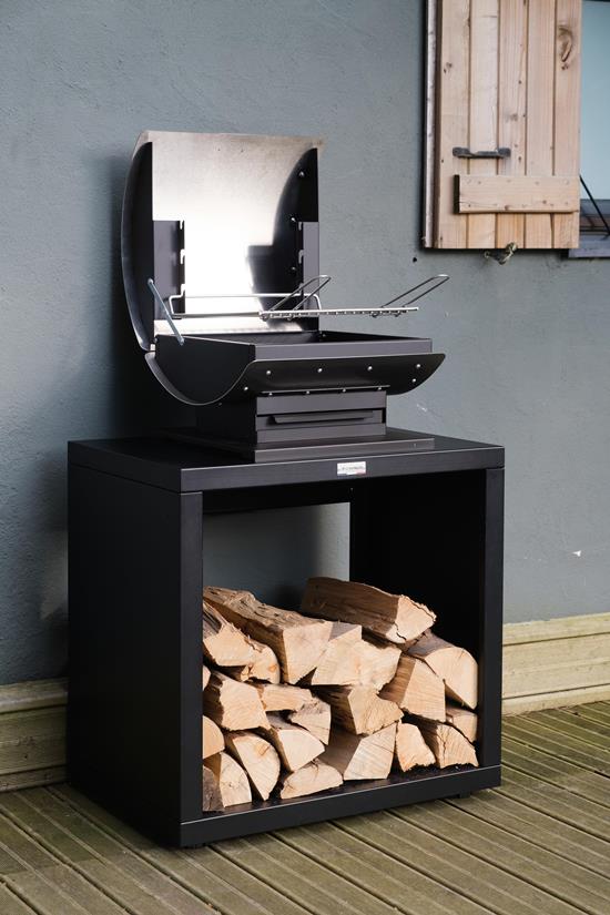 Open Charcoal Grill Cabinet, 80 x 55 cm Black