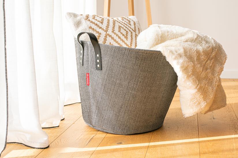 Cesta para leña Teahupo gris