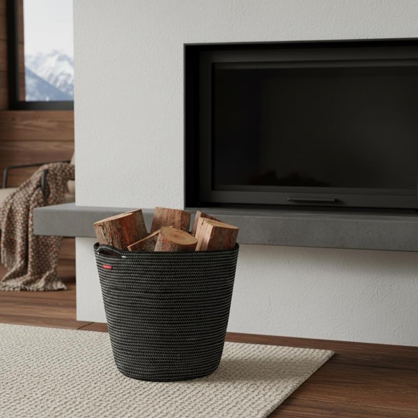 Cesta para leña et deco Navy negro