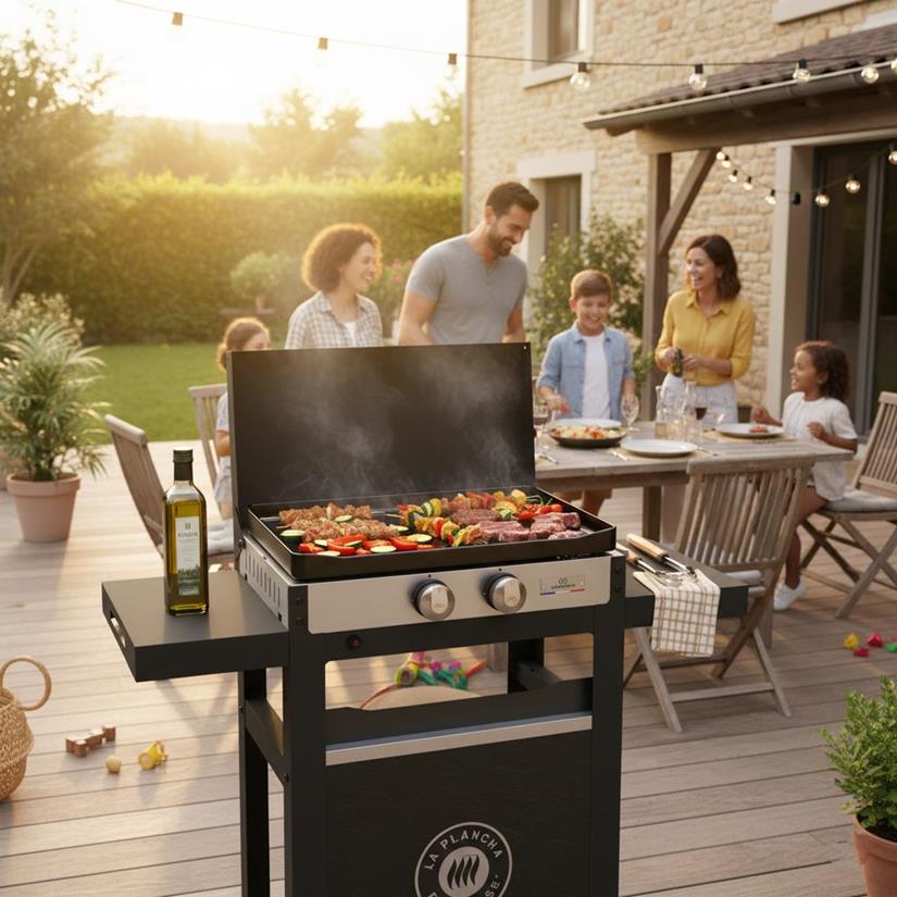 LA PLANCHA FRANCAISE de gas 250 edición - Dúo Tapa, carrito, especiero y cortina incluidos